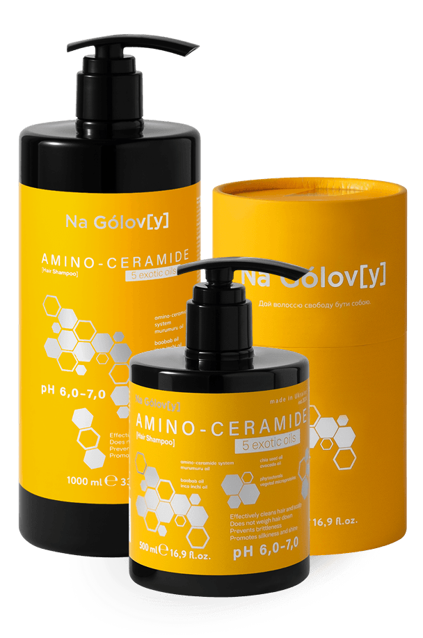 Аміно-церамідний шампунь для волосся 5 екзотичних олій