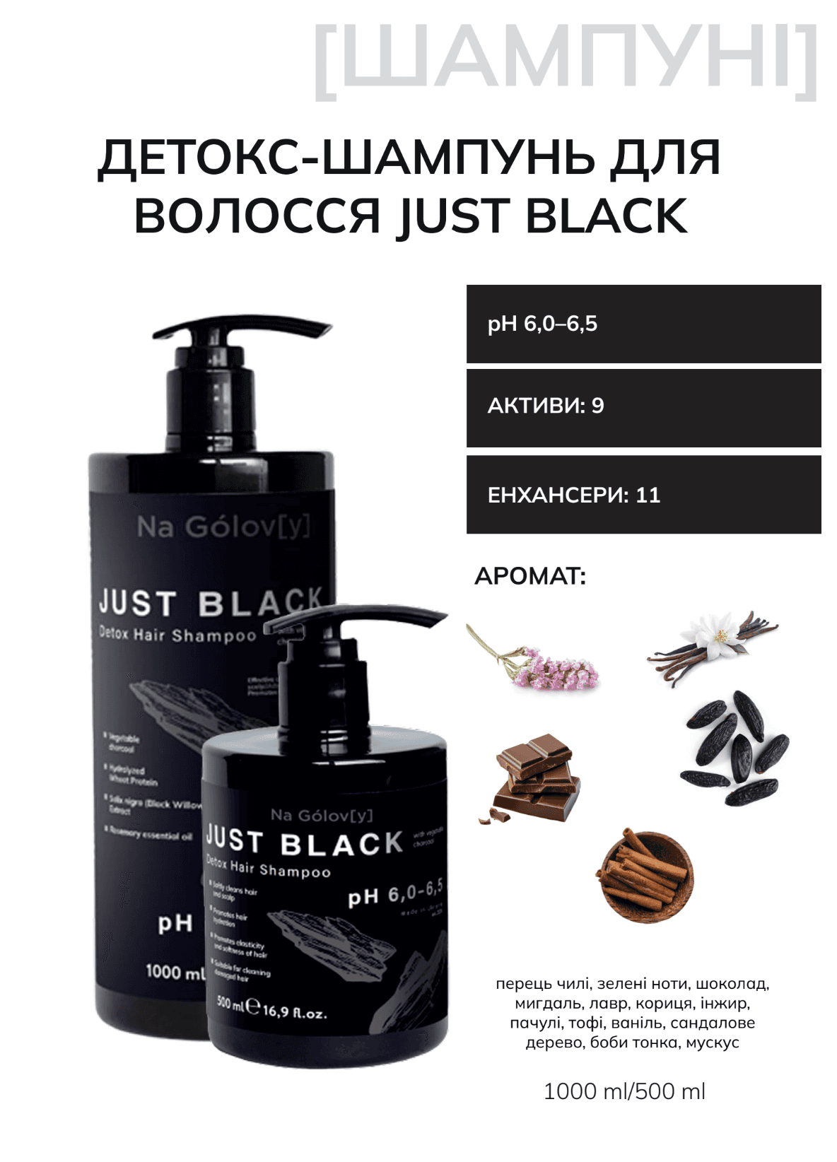 Компендіум "Детокс-шампунь для волосся JUST BLACK" Компендіум "Детокс-шампунь для волосся JUST BLACK"