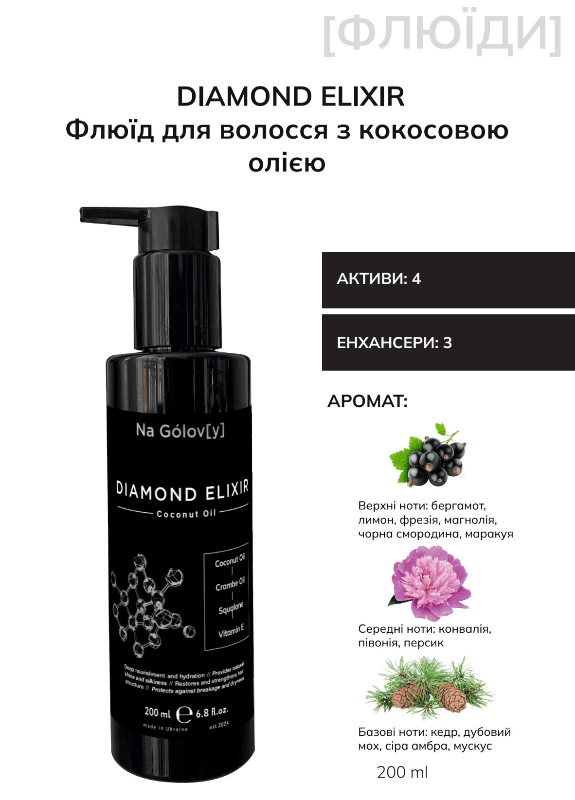 Компендіум "DIAMOND ELIXIR флюїд для волосся з кокосовою олією" Компендіум "DIAMOND ELIXIR флюїд для волосся з кокосовою олією"
