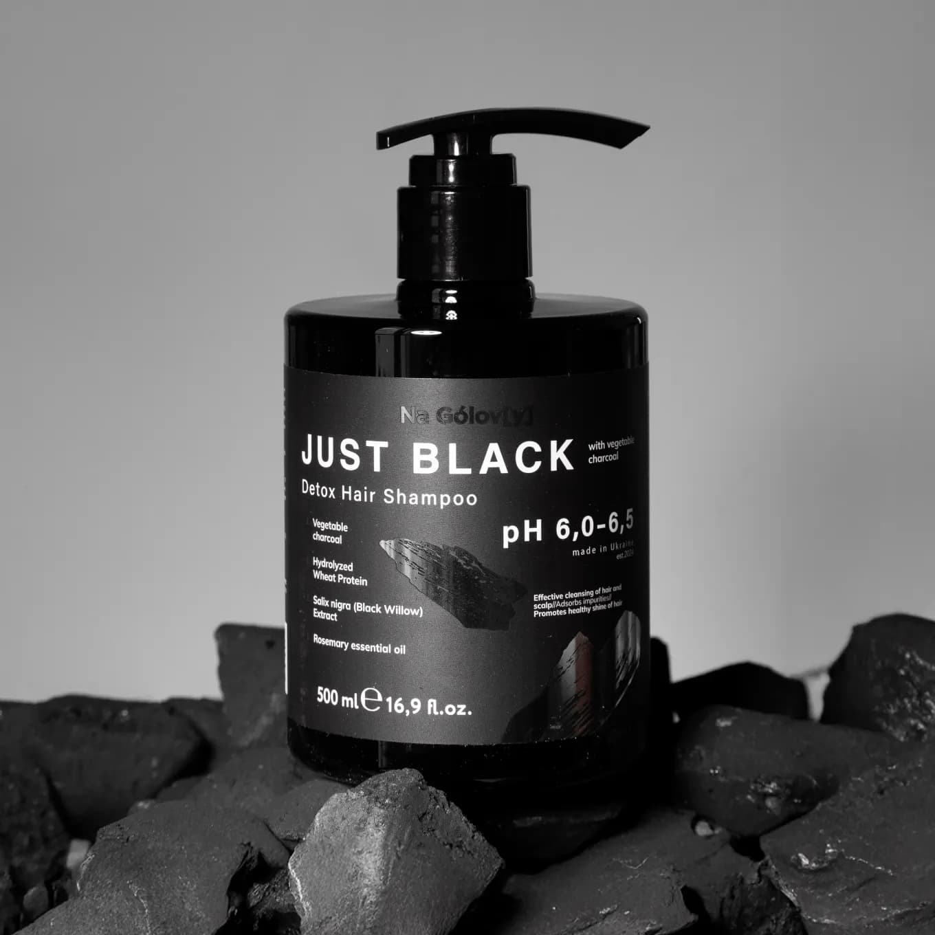 Детокс-шампунь для волосся JUST BLACK details image Детокс-шампунь для волосся JUST BLACK details image